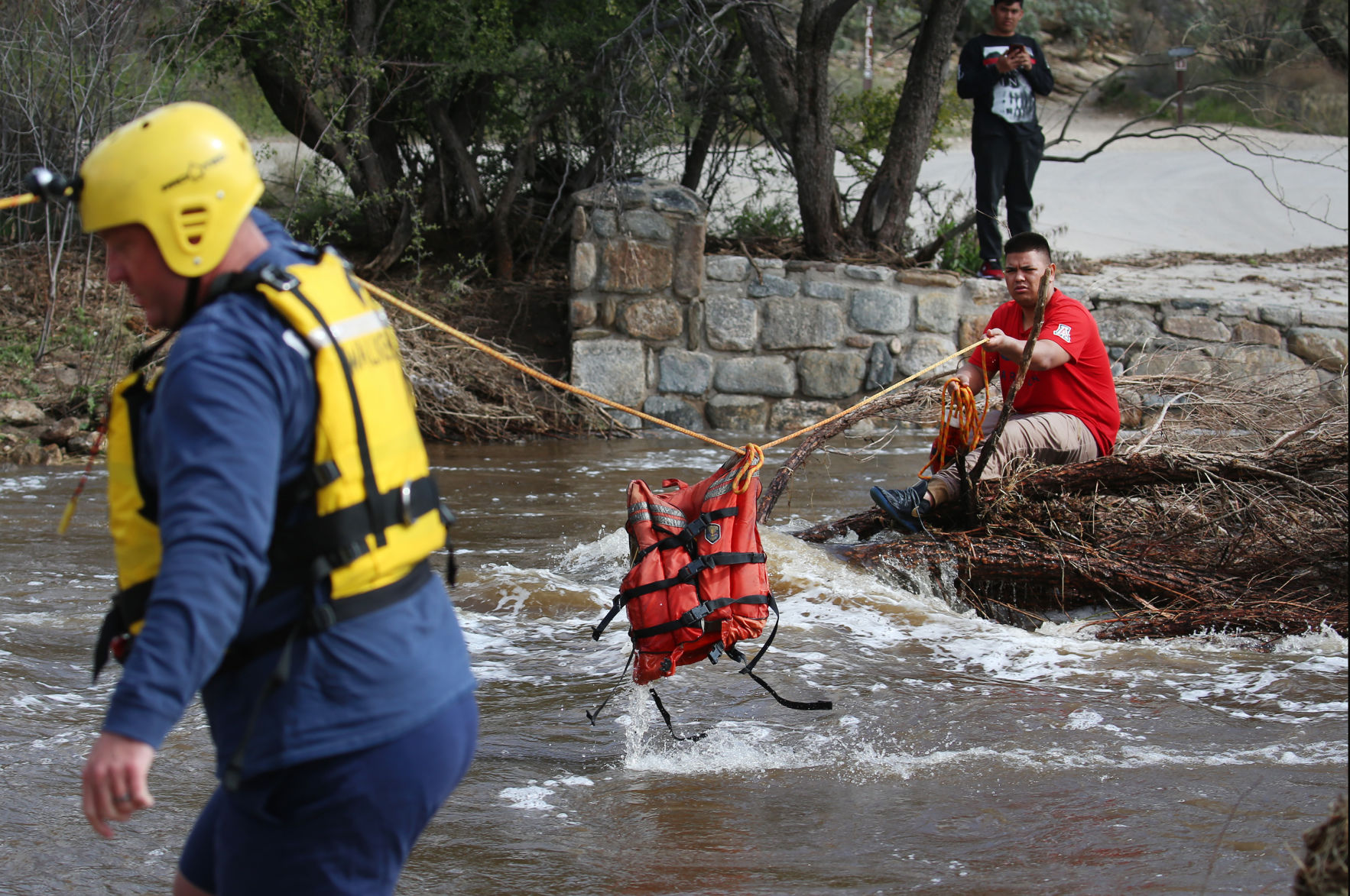 Swift-water rescue in Sabino Canyon